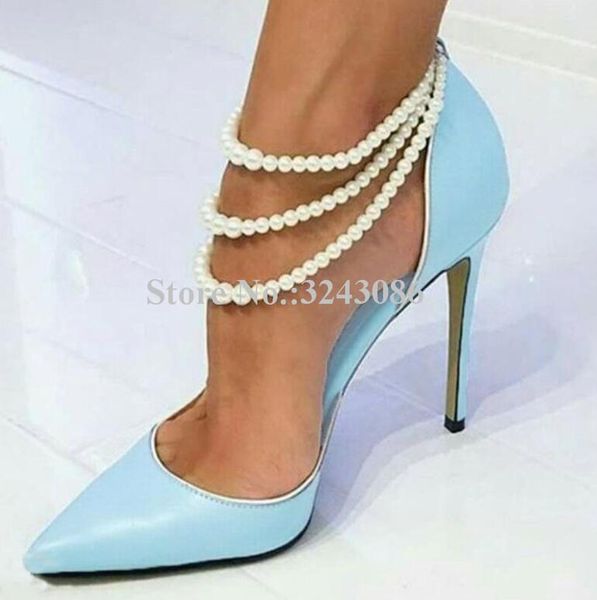 sky blue pearl string bead stiletto heel dress shoes woman pointed toe leather high pumps fashion banquet, Black
sky blue pearl string bead stiletto heel dress shoes woman pointed toe leather high pumps fashion banquet, Black