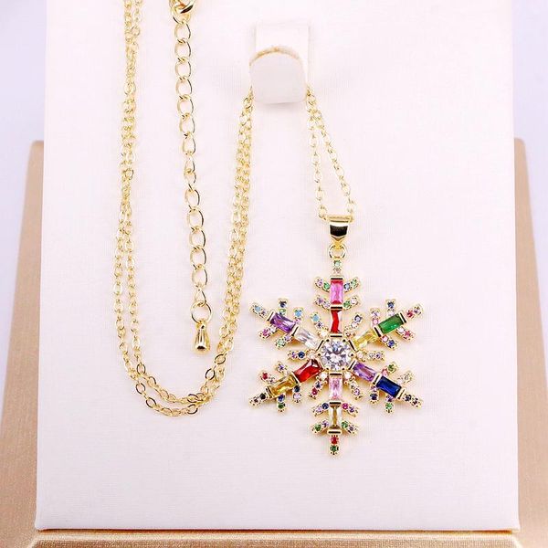 pendant necklaces 3pcs, jewelry micro pave cz colorful rainbow zirconia snowflake necklace for women, Silver 
pendant necklaces 3pcs, jewelry micro pave cz colorful rainbow zirconia snowflake necklace for women, Silver