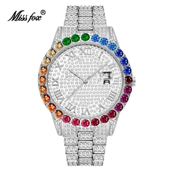 wristwatches missfox women watches luxury silver rainbow diamond fashion big dial watch stainless steel band iced out clock for gift, Slivery;brown
wristwatches missfox women watches luxury silver rainbow diamond fashion big dial watch stainless steel band iced out clock for gift, Slivery;brown