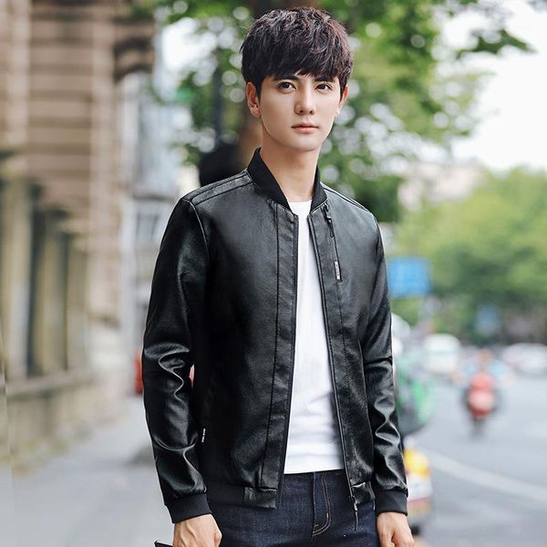 men's jackets jacket, casual youth leather fashion coat, Black;brown