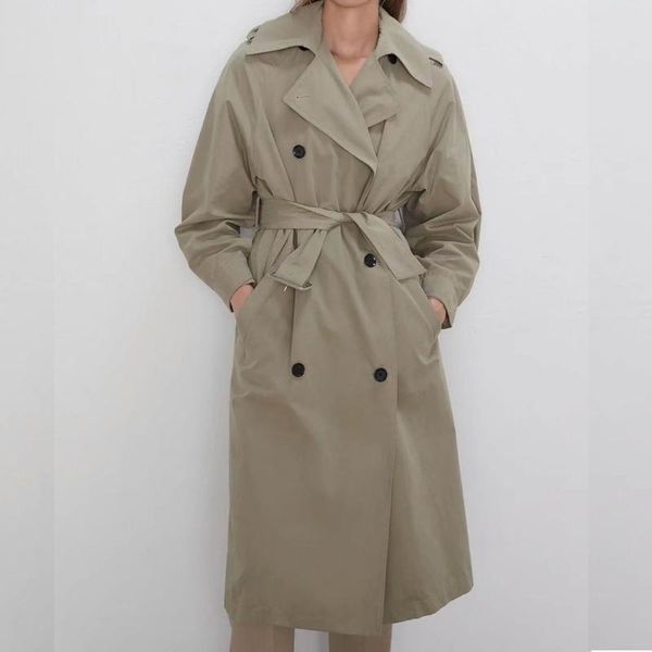 women's trench coats chic women autumn 2021 fashion double breasted coat with belt modern lady loose long outerwear, Tan;black
women's trench coats chic women autumn 2021 fashion double breasted coat with belt modern lady loose long outerwear, Tan;black
