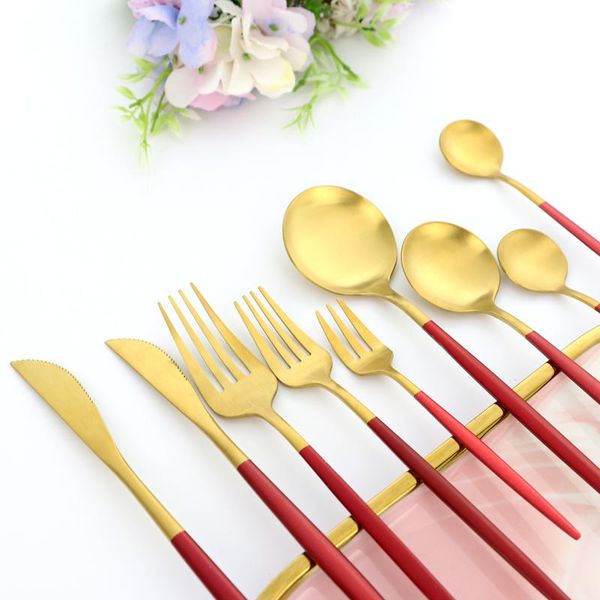 flatware sets red gold stainless steel cutlery knife fork spoon dinnerware kitchen travel suit tableware set silverware
flatware sets red gold stainless steel cutlery knife fork spoon dinnerware kitchen travel suit tableware set silverware