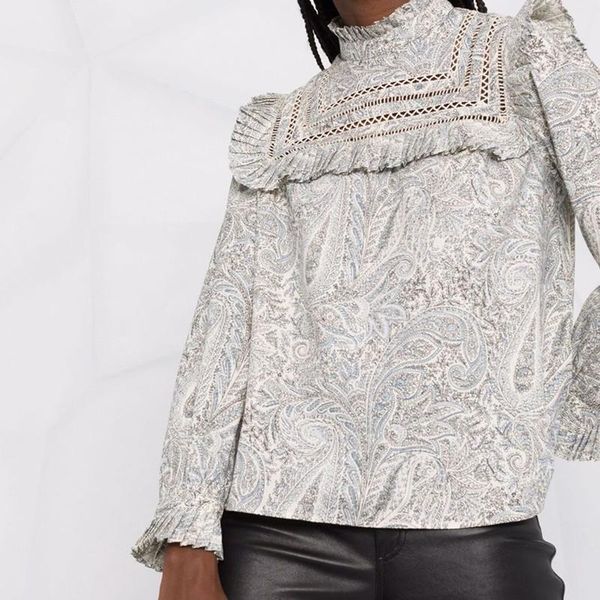 women's blouses & shirts women cotton blouse long sleeve ruffled trim hollow out retro print loose ladies stand collar shirt and 2021, White
women's blouses & shirts women cotton blouse long sleeve ruffled trim hollow out retro print loose ladies stand collar shirt and 2021, White