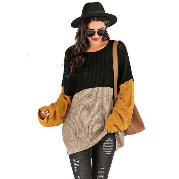 women's knits & tees sweater knitted autumn winter patchwork o-neck loose pullover long sleeve women a6a6, White
women's knits & tees sweater knitted autumn winter patchwork o-neck loose pullover long sleeve women a6a6, White