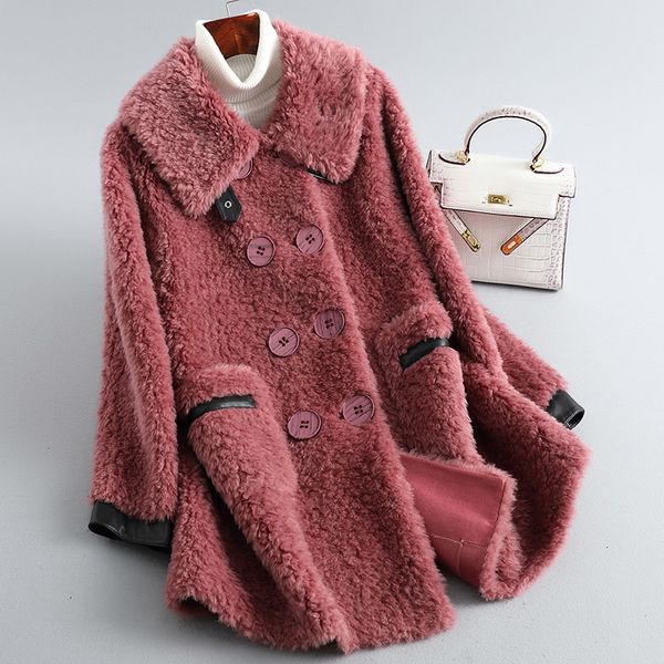 women's fur & faux women granular velvet wool coat autumn winter fashion loose sheep shearing double-faced overcoat 48ow, Black
women's fur & faux women granular velvet wool coat autumn winter fashion loose sheep shearing double-faced overcoat 48ow, Black