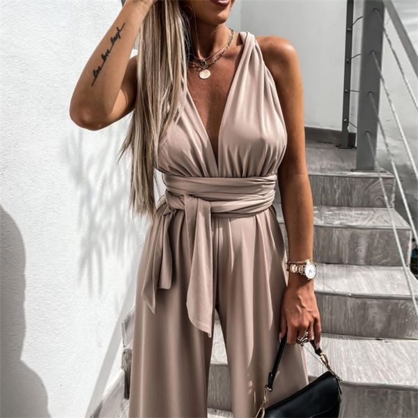 women deep v neck belt jumpsuit summer sleeveless backless playsuits fashion casual loose wide leg slim bodysuits, Black;white
women deep v neck belt jumpsuit summer sleeveless backless playsuits fashion casual loose wide leg slim bodysuits, Black;white