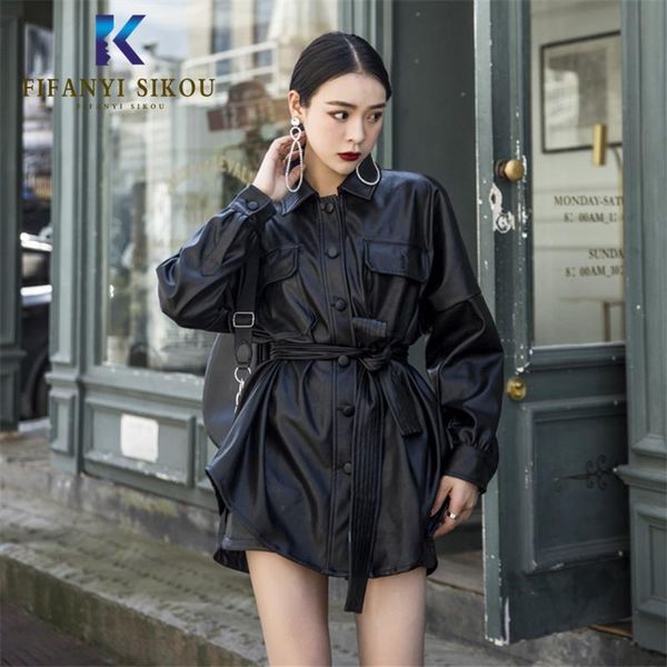 women's leather & faux autumn women pu jacket woman fashion belt motorcycle coat female black elegant loose jackets outwear
women's leather & faux autumn women pu jacket woman fashion belt motorcycle coat female black elegant loose jackets outwear