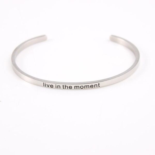 bangle 316l stainless steel inspirational mantra bracelet engraved live in the moment quote hand imprint bracelets for women men, Black
bangle 316l stainless steel inspirational mantra bracelet engraved live in the moment quote hand imprint bracelets for women men, Black