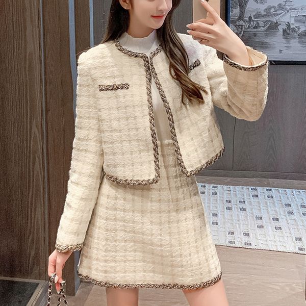two piece dress fall winter clothes women tweed woolen 2 set plaid skirt female short jacket coat + bodycon suit ensemble femme hx, White
two piece dress fall winter clothes women tweed woolen 2 set plaid skirt female short jacket coat + bodycon suit ensemble femme hx, White