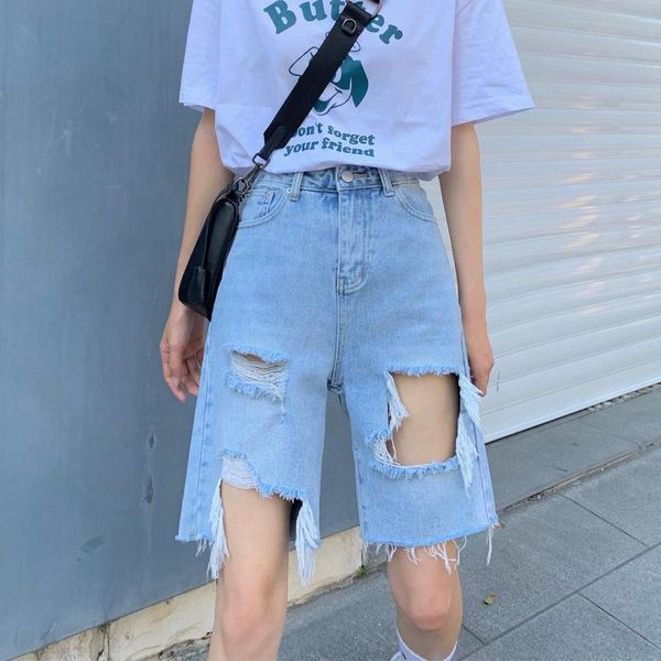 women's jeans loose, ripped and short pants for women, Blue
women's jeans loose, ripped and short pants for women, Blue