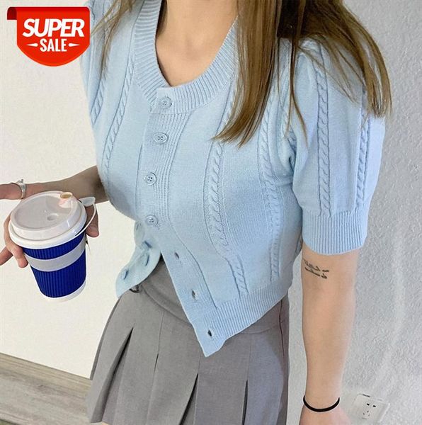 second grade wenxiangyu round neck twist texture short-sleeved thin knit sweater women short cardigan #kj0b, Black;gray
second grade wenxiangyu round neck twist texture short-sleeved thin knit sweater women short cardigan #kj0b, Black;gray