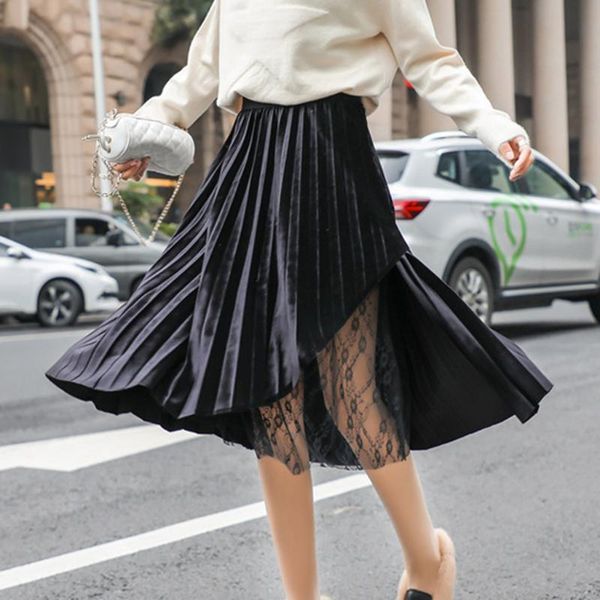 skirts fashion women spring high elastic waist gold velvet lace pleated skirt midi elascity casual party vintage, Black
skirts fashion women spring high elastic waist gold velvet lace pleated skirt midi elascity casual party vintage, Black