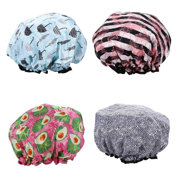 4pcs satin bath caps shower waterproof bathing double layer hats 
4pcs satin bath caps shower waterproof bathing double layer hats