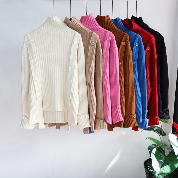 women's sweaters dayifun basic turtleneck women autumn winter casual loose double side breasted solid color pullover knitted jumper, White;black
women's sweaters dayifun basic turtleneck women autumn winter casual loose double side breasted solid color pullover knitted jumper, White;black