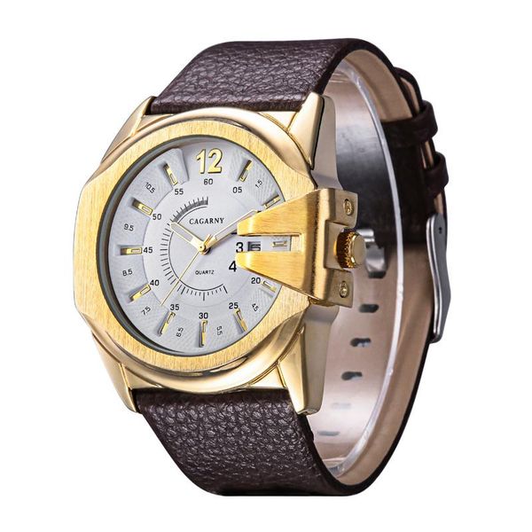 wristwatches cagarny watch men sport gold case man watches leather watchband date military relogio masculino d6838, Slivery;brown
wristwatches cagarny watch men sport gold case man watches leather watchband date military relogio masculino d6838, Slivery;brown