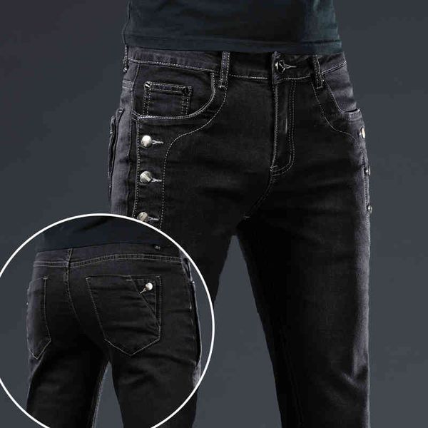 jeans brand 2021 fashion korean style high street slim fit button personality vintage classical denim pants black trousers men, Blue
jeans brand 2021 fashion korean style high street slim fit button personality vintage classical denim pants black trousers men, Blue