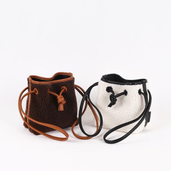 autumn/winter wild lamb fur bag crossbody plush one-shoulder bucket bags