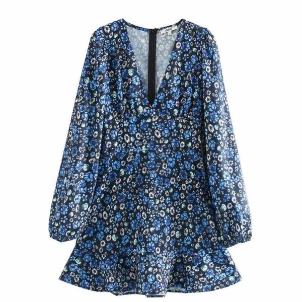 women vintage v neck flower print dress chic ladies long sleeve hem ruffles vestidos casual slim mini dresses ds3274 210603, Black;gray
women vintage v neck flower print dress chic ladies long sleeve hem ruffles vestidos casual slim mini dresses ds3274 210603, Black;gray