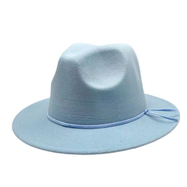 wide brim hats solid color women fedora hat men wool jazz felt panama trilby cap trend gambler wholesale, Blue;gray
wide brim hats solid color women fedora hat men wool jazz felt panama trilby cap trend gambler wholesale, Blue;gray
