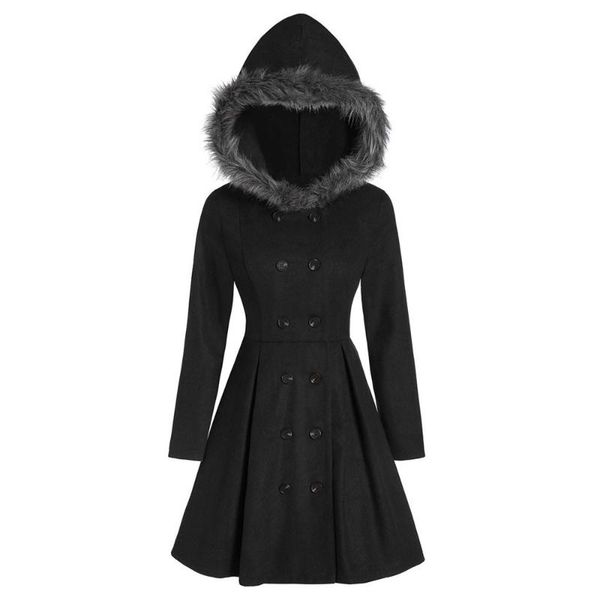 women's wool & blends winter coats women hooded faux fur slim-fit office lady double-breasted midi coat casual warm ladies solid color, Black
women's wool & blends winter coats women hooded faux fur slim-fit office lady double-breasted midi coat casual warm ladies solid color, Black