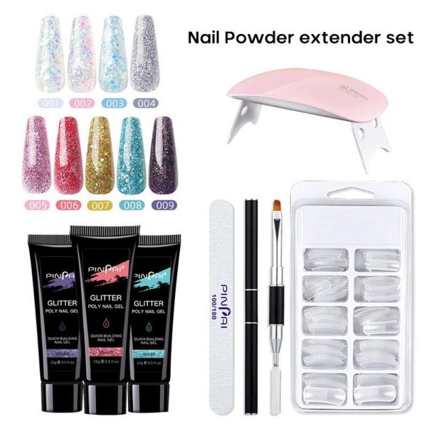 nail art kits 5pcs/set extension set glitter paperless crystal polish gel with file and led lamp diy kit tslm1
nail art kits 5pcs/set extension set glitter paperless crystal polish gel with file and led lamp diy kit tslm1