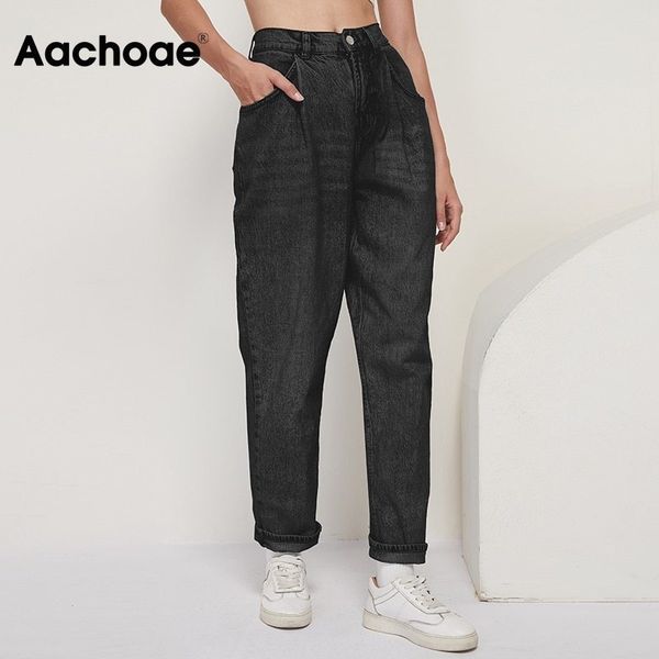 aachoae solid full length denim jeans women soratched retro long pants lady pleated loose harem pants casual trousers pantalones 210413, Blue
aachoae solid full length denim jeans women soratched retro long pants lady pleated loose harem pants casual trousers pantalones 210413, Blue