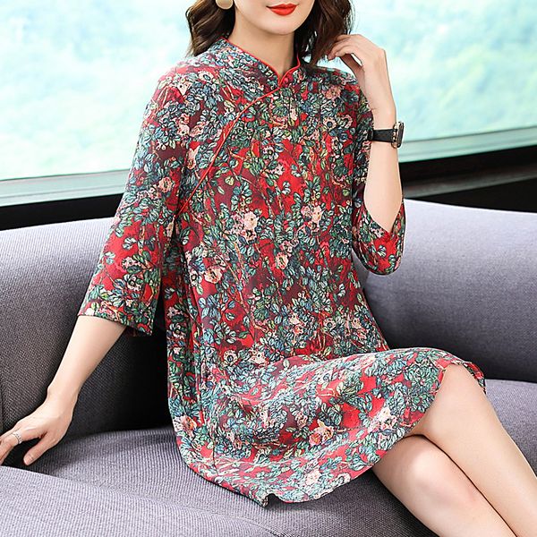 luxury cheongsam summer stand collar improved cheongsam digital printed 7 / 4 sleeve silk drs p7876, Blue;red
luxury cheongsam summer stand collar improved cheongsam digital printed 7 / 4 sleeve silk drs p7876, Blue;red