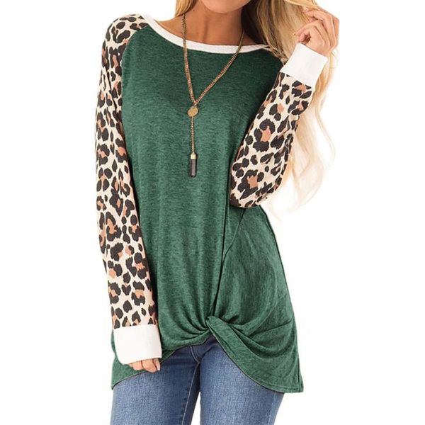 women's t-shirt casual twist knot blusas leopard print long sleeve ladies tees shirt women round neck color block harajuku femme d3, White
women's t-shirt casual twist knot blusas leopard print long sleeve ladies tees shirt women round neck color block harajuku femme d3, White