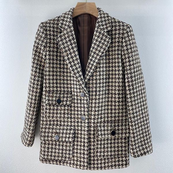 women's jackets 2021 autumn winter elegant fashion big houndstooth tweed suit blazer women outerwear formal bird lattice coat la, Black;brown
women's jackets 2021 autumn winter elegant fashion big houndstooth tweed suit blazer women outerwear formal bird lattice coat la, Black;brown