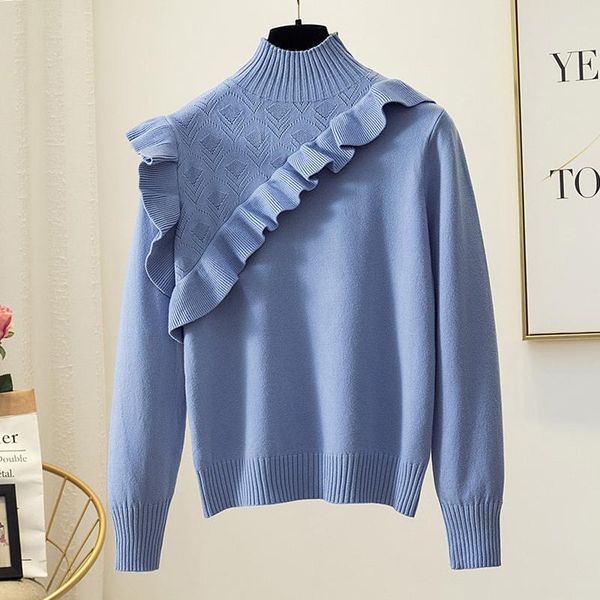 women's sweaters 2021 turtleneck elasticity knitted women sweater autumn winter loose jumper fashion ruffles basic female pullover femm, White;black
women's sweaters 2021 turtleneck elasticity knitted women sweater autumn winter loose jumper fashion ruffles basic female pullover femm, White;black