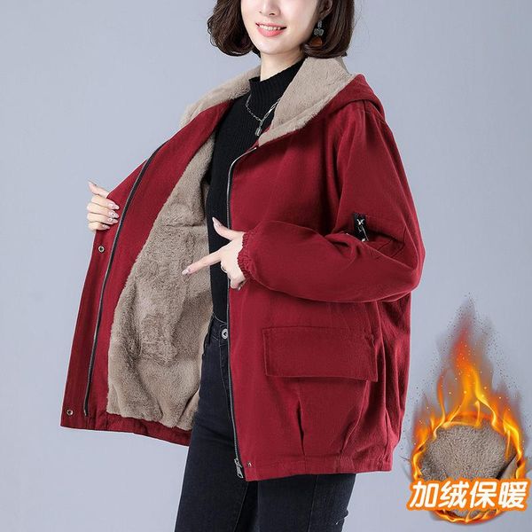 women's jackets plus size plush jacket cotton padded coat short 2021 winter warm loose casual hooded parka windbreaker outerwear m1371, Black;brown
women's jackets plus size plush jacket cotton padded coat short 2021 winter warm loose casual hooded parka windbreaker outerwear m1371, Black;brown