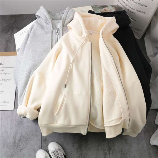 lazy plush and thick zip-up autumn and winter fashion women sweatshirt hoodie coat korean soild color long sleeve female 210928, Black
lazy plush and thick zip-up autumn and winter fashion women sweatshirt hoodie coat korean soild color long sleeve female 210928, Black