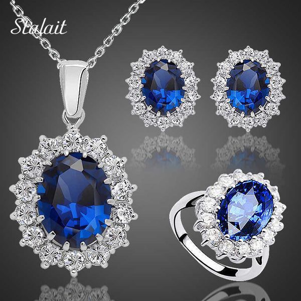 jewelry sets luxury designer bracelet fashion blue crystal stone wedding for brides silver color necklace set women african more, Black
jewelry sets luxury designer bracelet fashion blue crystal stone wedding for brides silver color necklace set women african more, Black