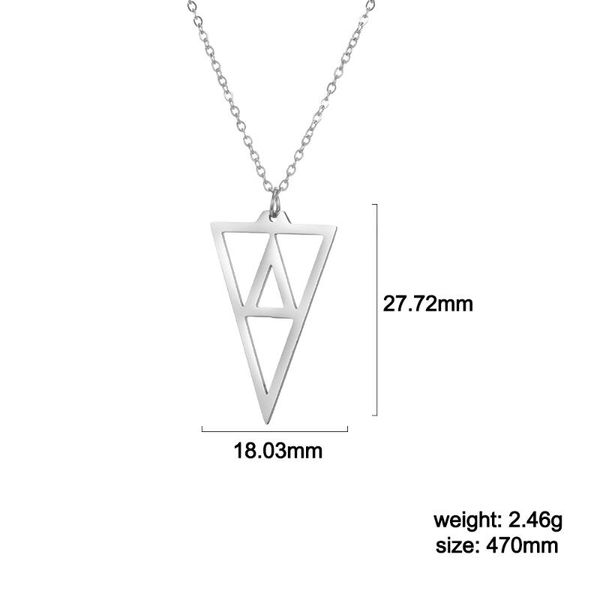 pendant necklaces zgn0016 selling 2021 design geometric necklace double triangle shape stainless steel exquisite jewelry, Silver
pendant necklaces zgn0016 selling 2021 design geometric necklace double triangle shape stainless steel exquisite jewelry, Silver