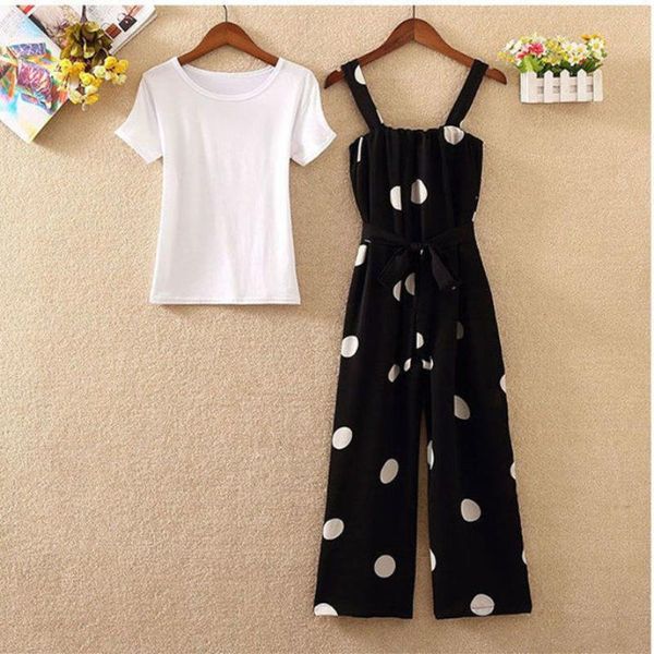 women spring summer casual polka dot 2 piece set lady short sleeve and high waist overalls female elegant suit g740 women's two pants, White
women spring summer casual polka dot 2 piece set lady short sleeve and high waist overalls female elegant suit g740 women's two pants, White