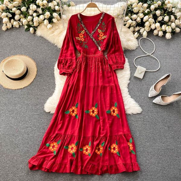 casual dresses 2021 summer bohemian vestidos female v-neck puff sleeve embroidered flower self-cultivation midi dress gl598, Black;gray
casual dresses 2021 summer bohemian vestidos female v-neck puff sleeve embroidered flower self-cultivation midi dress gl598, Black;gray