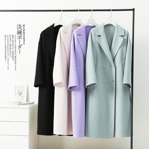 women's wool & blends 2021 autumn and winter woolen coat female mid long lapel collar open stitch, Black
women's wool & blends 2021 autumn and winter woolen coat female mid long lapel collar open stitch, Black