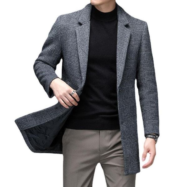 men's wool & blends houndstooth coat men's/winter thickened blend mens trench coat/urban fashion large single breasted thicken mal, Black
men's wool & blends houndstooth coat men's/winter thickened blend mens trench coat/urban fashion large single breasted thicken mal, Black
