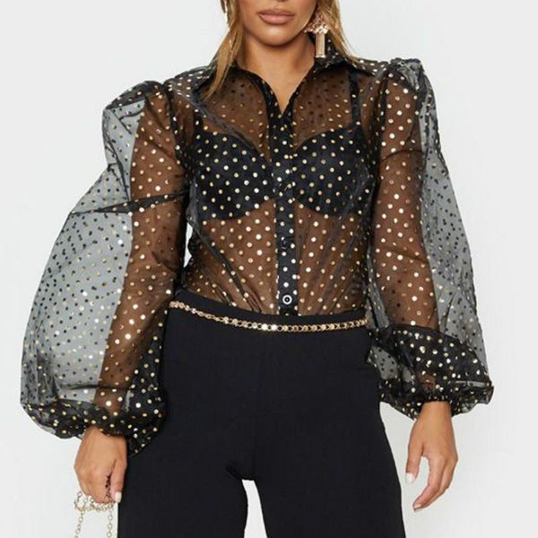 summer fashion sequin polka dot sheer mesh lantern sleeve blouse see-through turn-down collar shirts women's blouses &, White
summer fashion sequin polka dot sheer mesh lantern sleeve blouse see-through turn-down collar shirts women's blouses &, White