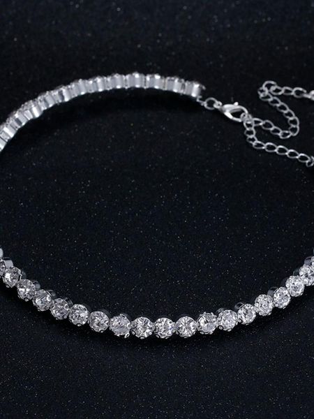 chokers bridal fashion crystal rhinestone choker necklace women wedding accessories tennis chain jewelry, Golden;silver 
chokers bridal fashion crystal rhinestone choker necklace women wedding accessories tennis chain jewelry, Golden;silver