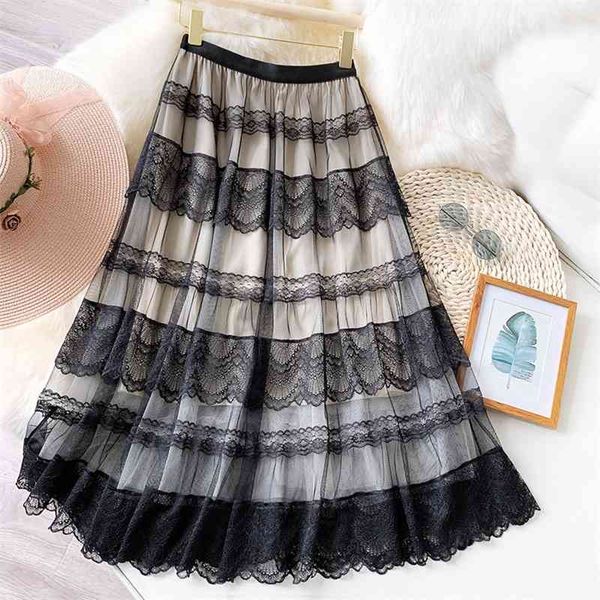 skirts spring summer elegant long lace mesh women skirt patchwork high waist three layers pleated a-line midi woman ea2z, Black
skirts spring summer elegant long lace mesh women skirt patchwork high waist three layers pleated a-line midi woman ea2z, Black