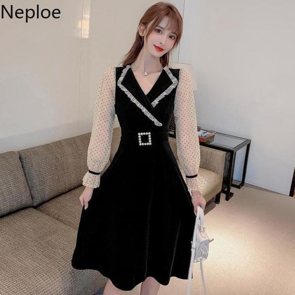 neploe dresses women black elegant robe vestidos patchwork polka dot high waist slim fit velvet temperament dress 94695 210422, Black;gray
neploe dresses women black elegant robe vestidos patchwork polka dot high waist slim fit velvet temperament dress 94695 210422, Black;gray