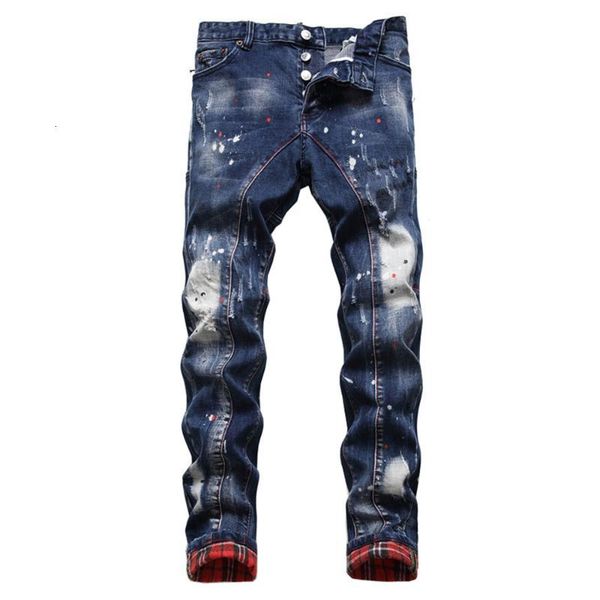 men's jeans plaid patchwork painted ripped trendy holes patch design slim straight stretch denim pants trousers ewmz, Blue
men's jeans plaid patchwork painted ripped trendy holes patch design slim straight stretch denim pants trousers ewmz, Blue