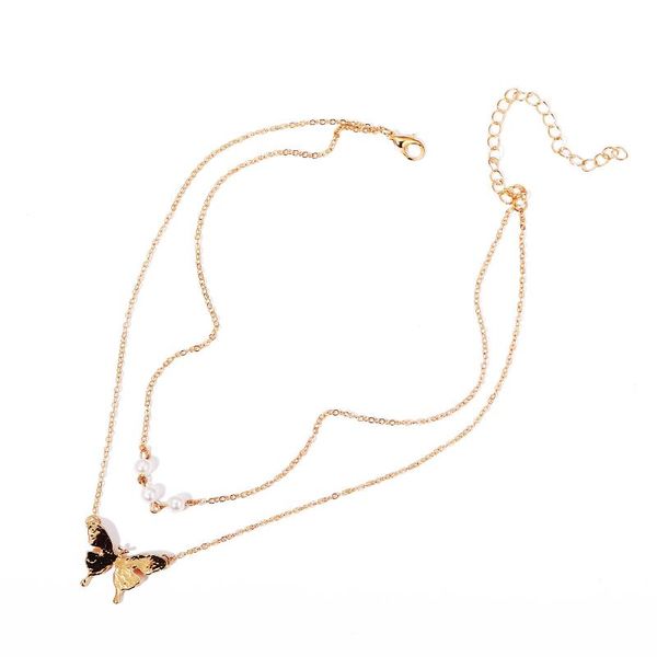 chains selling double layer imitation pearl butterfly pendant necklace creative retro clavicle chain, Silver
chains selling double layer imitation pearl butterfly pendant necklace creative retro clavicle chain, Silver