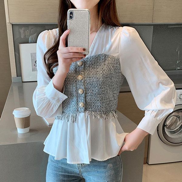 plus size solid white long sleeve shirt fashion office lady korean style women spliced chiffon blouse v-neck feminina women's blouses
plus size solid white long sleeve shirt fashion office lady korean style women spliced chiffon blouse v-neck feminina women's blouses