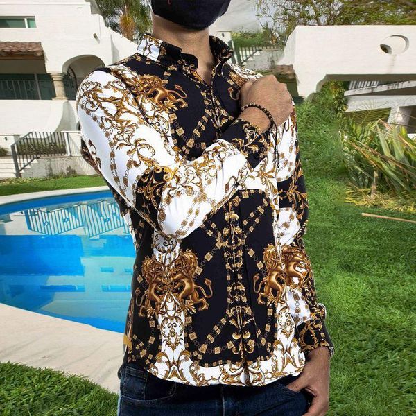men's casual shirts vintage pattern printed stand collar for men autumn long sleeve buttoned cardigan shirt 2021 streetwear, White;black
men's casual shirts vintage pattern printed stand collar for men autumn long sleeve buttoned cardigan shirt 2021 streetwear, White;black