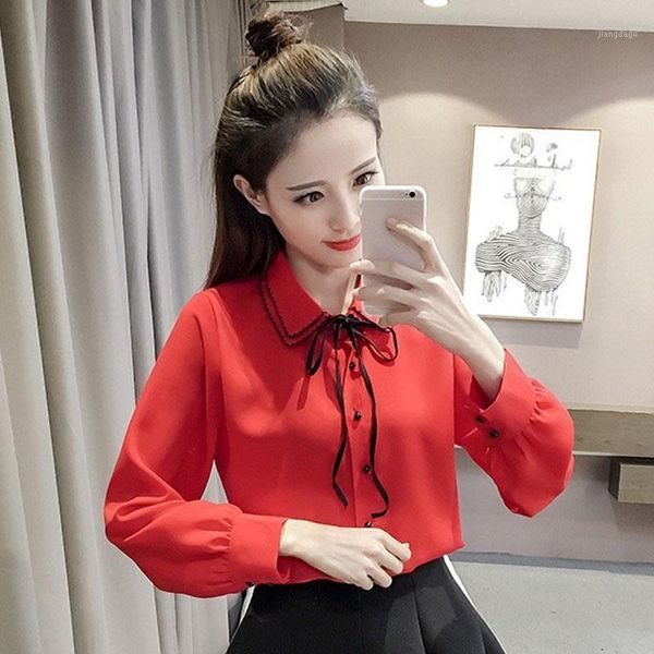 women spring autumn style office work blouses shirts lady long sleeve turn-down collar bow tie blusas dd2278 women's, White
women spring autumn style office work blouses shirts lady long sleeve turn-down collar bow tie blusas dd2278 women's, White