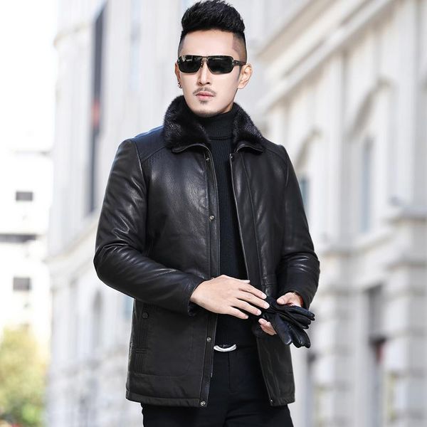 men's leather & faux real fur coat men genuine jacket goatskin natural mink winter for mens clothing casaco a17dn266 yy797, Black
men's leather & faux real fur coat men genuine jacket goatskin natural mink winter for mens clothing casaco a17dn266 yy797, Black