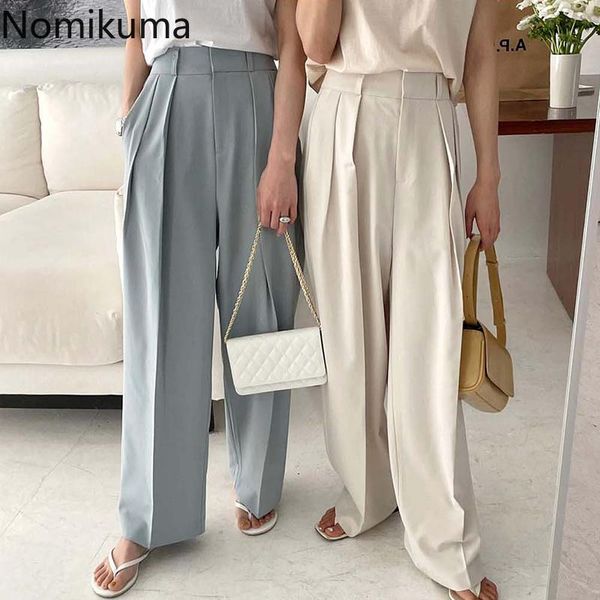 women's pants & capris nomikuma wide leg suit women solid color straight loose trousers korean chic office ladies high waist pantalones, Black;white
women's pants & capris nomikuma wide leg suit women solid color straight loose trousers korean chic office ladies high waist pantalones, Black;white
