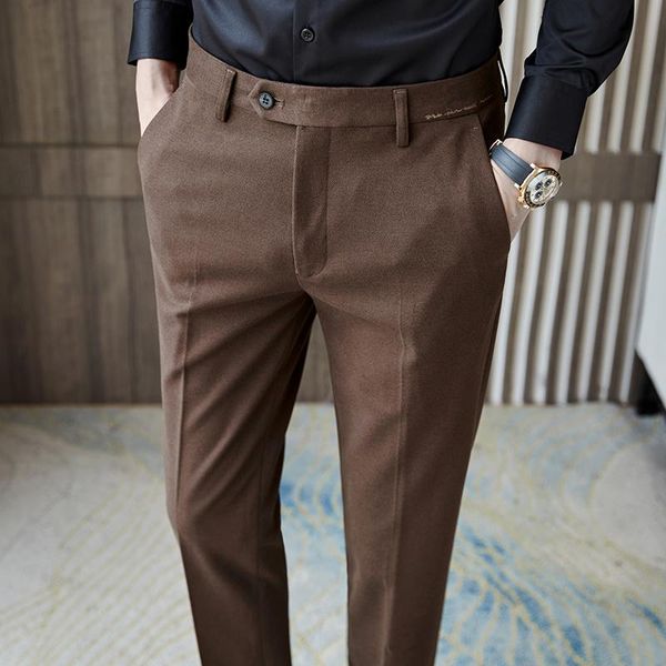 men's pants luxury autumn winter solid color business dress men slim fit casual office social suit pant thicken wedding groom trousers, Black
men's pants luxury autumn winter solid color business dress men slim fit casual office social suit pant thicken wedding groom trousers, Black